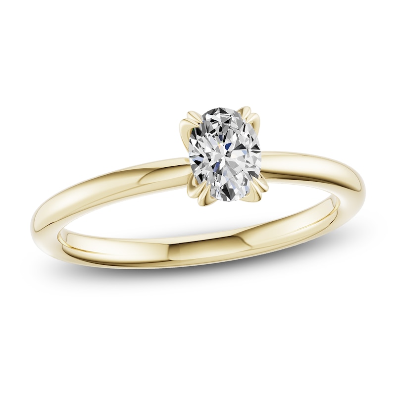 Main Image 1 of Oval-Cut Diamond Solitaire Engagement Ring 1/2 ct tw 14K Yellow Gold (I2/I)