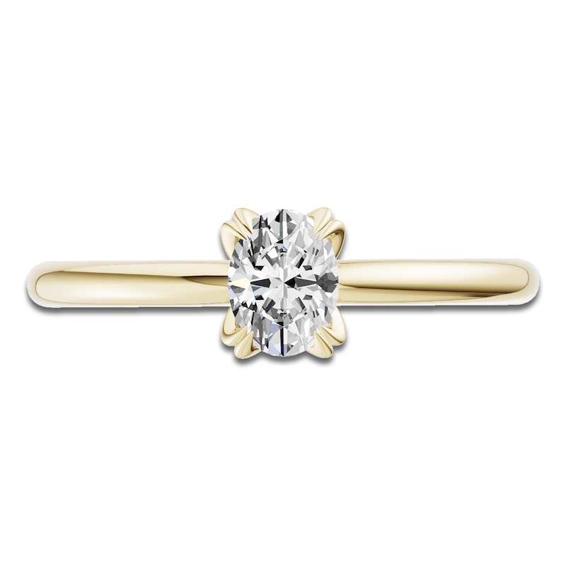 Main Image 3 of Oval-Cut Diamond Solitaire Engagement Ring 1/2 ct tw 14K Yellow Gold (I2/I)