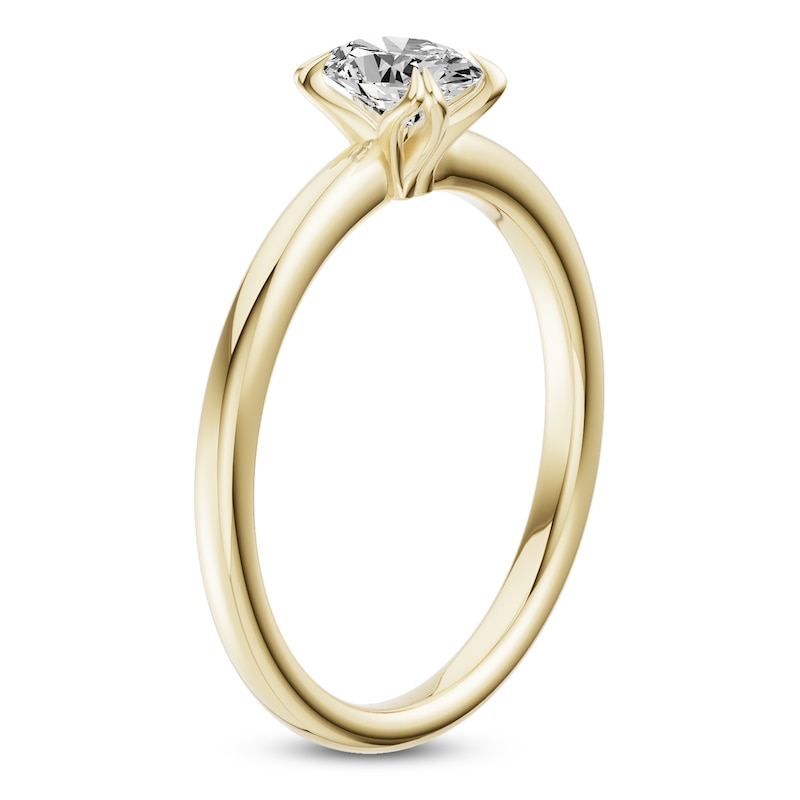 Main Image 2 of Certified Oval-Cut Diamond Solitaire Engagement Ring 1/2 ct tw 14K Yellow Gold (I1/I)