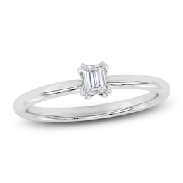 Certified Emerald-Cut Diamond Solitaire Engagement Ring 1/4 ct tw 14K White Gold (I1/I)
