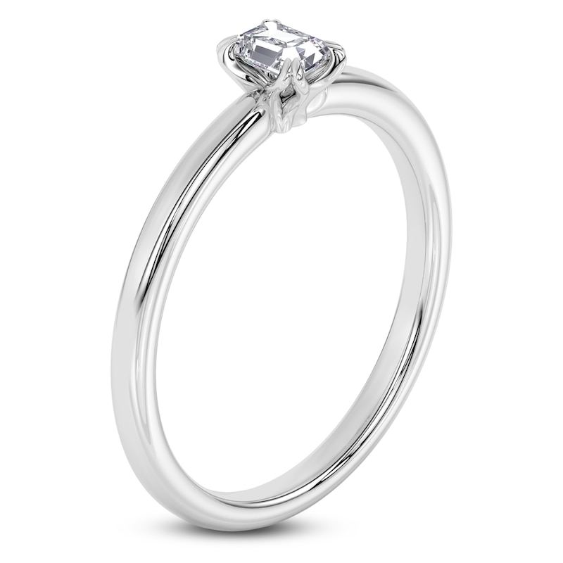 Main Image 2 of Certified Emerald-Cut Diamond Solitaire Engagement Ring 1/4 ct tw 14K White Gold (I1/I)