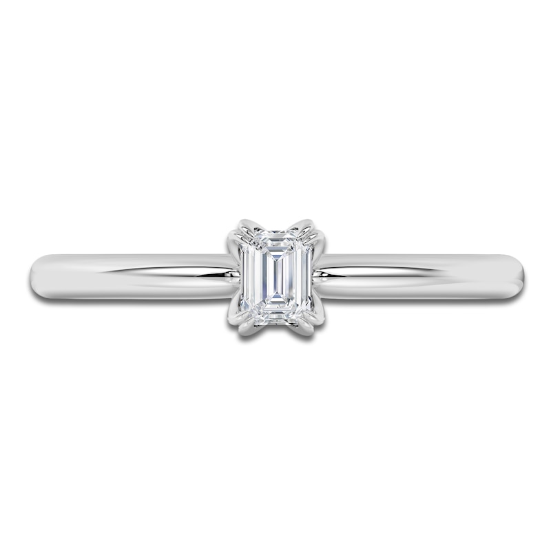 Main Image 3 of Certified Emerald-Cut Diamond Solitaire Engagement Ring 1/4 ct tw 14K White Gold (I1/I)