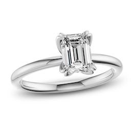Certified Emerald-Cut Diamond Solitaire Engagement Ring 1-1/2 ct tw 18K White Gold (SI2/G)