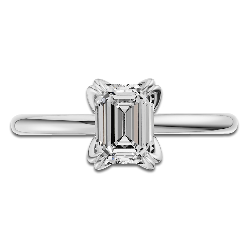 Main Image 3 of Certified Emerald-Cut Diamond Solitaire Engagement Ring 1-1/2 ct tw 18K White Gold (SI2/G)