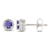 Thumbnail Image 2 of Natural Tanzanite & Diamond Halo Stud Earrings 1/8 ct tw 10K White Gold