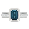Thumbnail Image 3 of Rectangle-Cut Natural London Blue Topaz & Diamond Ring 3/8 ct tw 10K White Gold