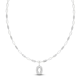 J'Lure Oval Portrait-Cut Lab-Grown Diamond Necklace 4-1/3 ct tw 14K White Gold 16.5"
