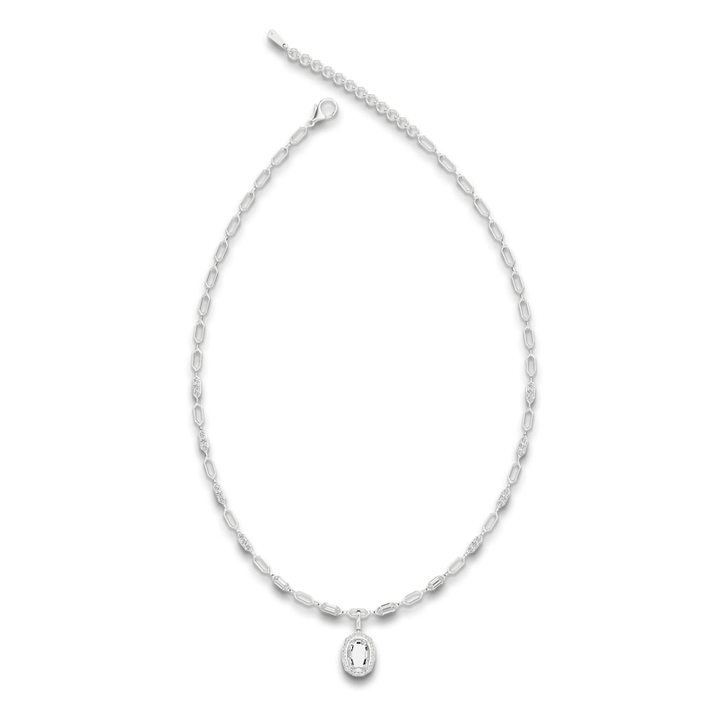 Main Image 2 of J'Lure Oval Portrait-Cut Lab-Grown Diamond Necklace 4-1/3 ct tw 14K White Gold 16.5"