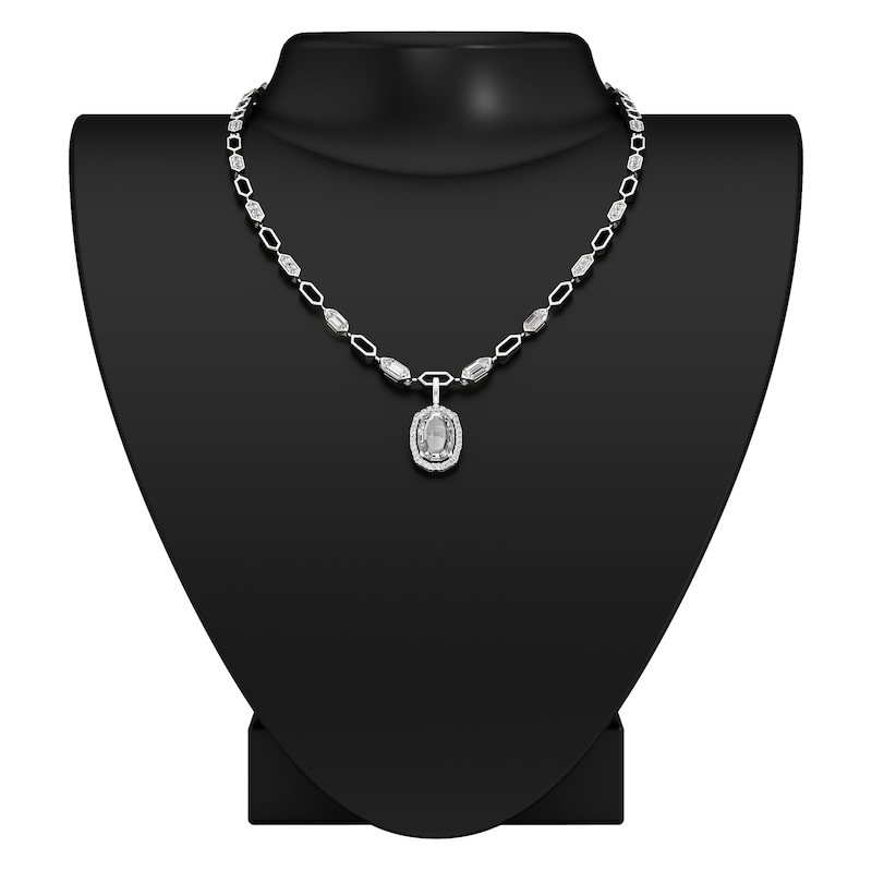 Main Image 3 of J'Lure Oval Portrait-Cut Lab-Grown Diamond Necklace 4-1/3 ct tw 14K White Gold 16.5"