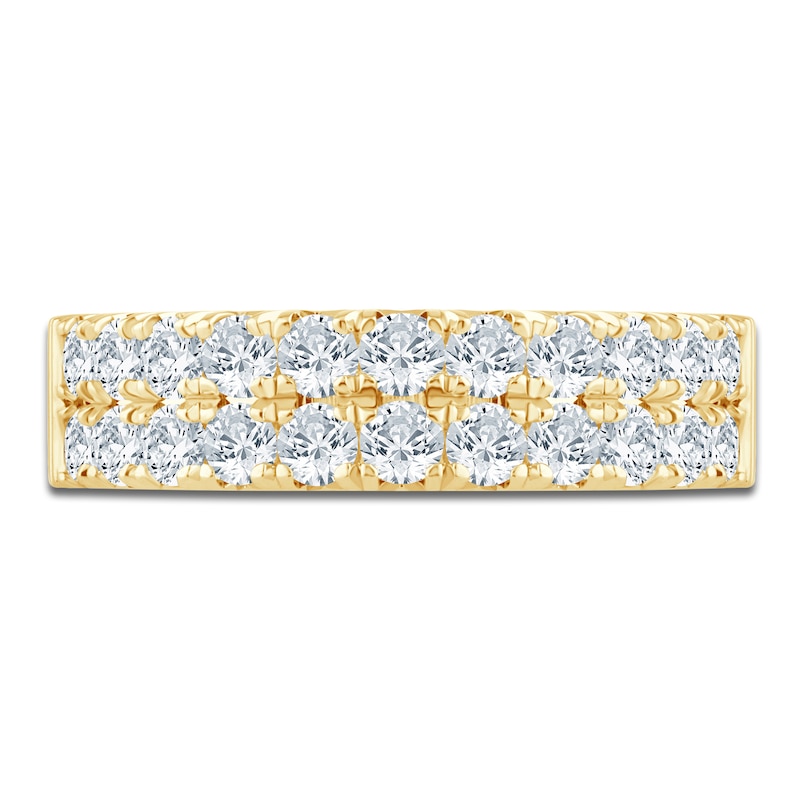 Main Image 3 of Lab-Grown Diamond Two-Row Anniversary Ring 1 ct tw 14K Yellow Gold