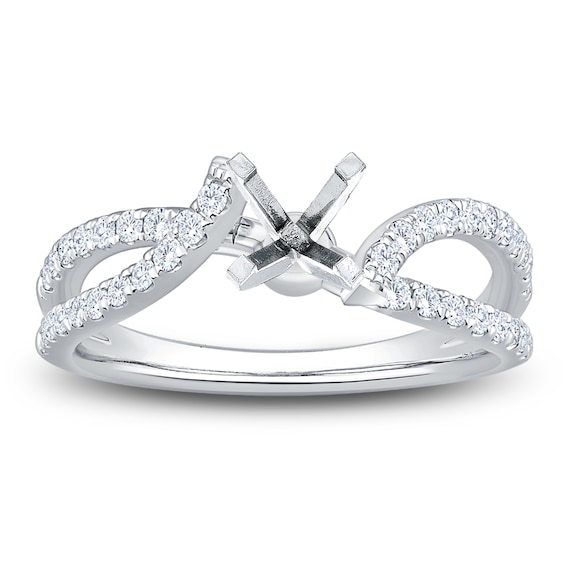 Lab-Grown Diamond Crossover Shank Engagement Ring Setting 3/8 ct tw 14K White Gold