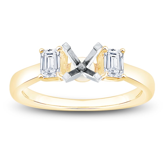 Emerald-Cut Lab-Grown Diamond Engagement Ring Setting 1/2 ct tw 14K Yellow Gold