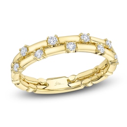 Shy Creation Diamond Staggered Two-Row Ring 1/5 ct tw 14K Yellow Gold SC55028368