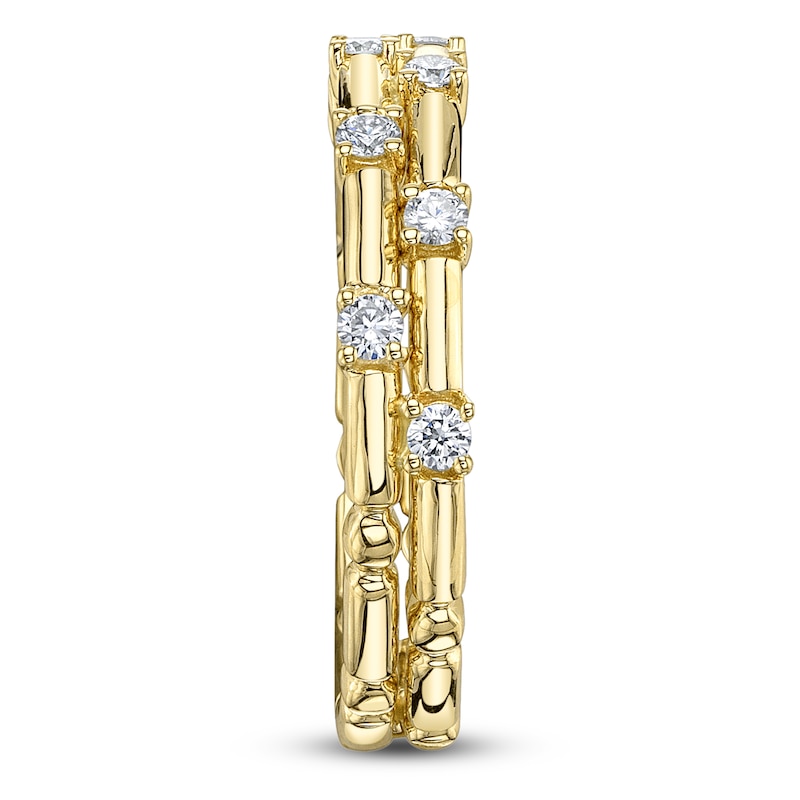 Main Image 3 of Shy Creation Diamond Staggered Two-Row Ring 1/5 ct tw 14K Yellow Gold SC55028368
