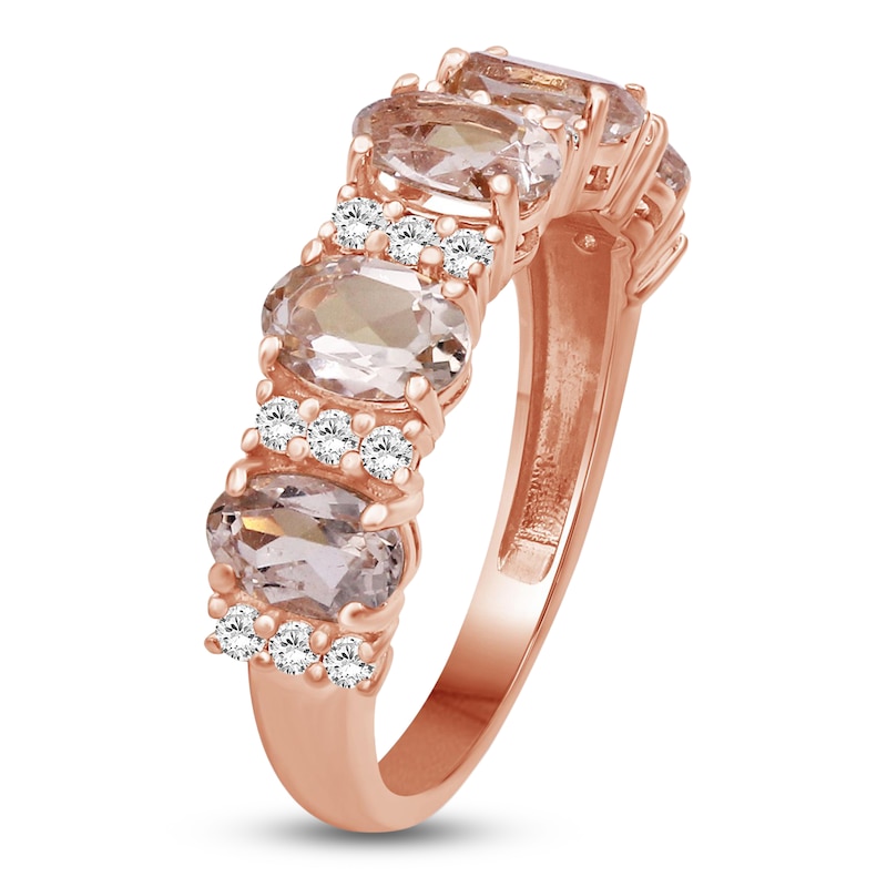 Main Image 2 of Oval-Cut Natural Morganite & Diamond Five-Stone Ring 1/4 ct tw 10K Rose Gold
