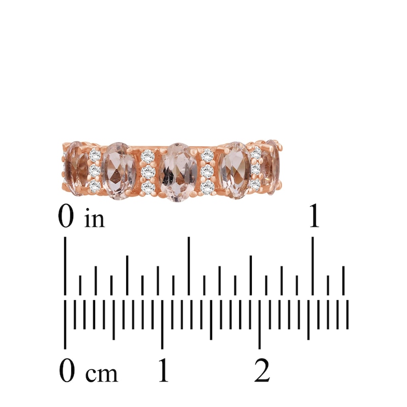 Main Image 4 of Oval-Cut Natural Morganite & Diamond Five-Stone Ring 1/4 ct tw 10K Rose Gold