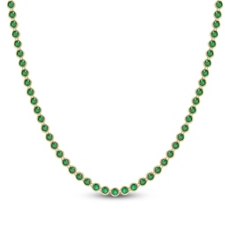Natural Emerald Bezel-Set Line Necklace 14K Yellow Gold 17"