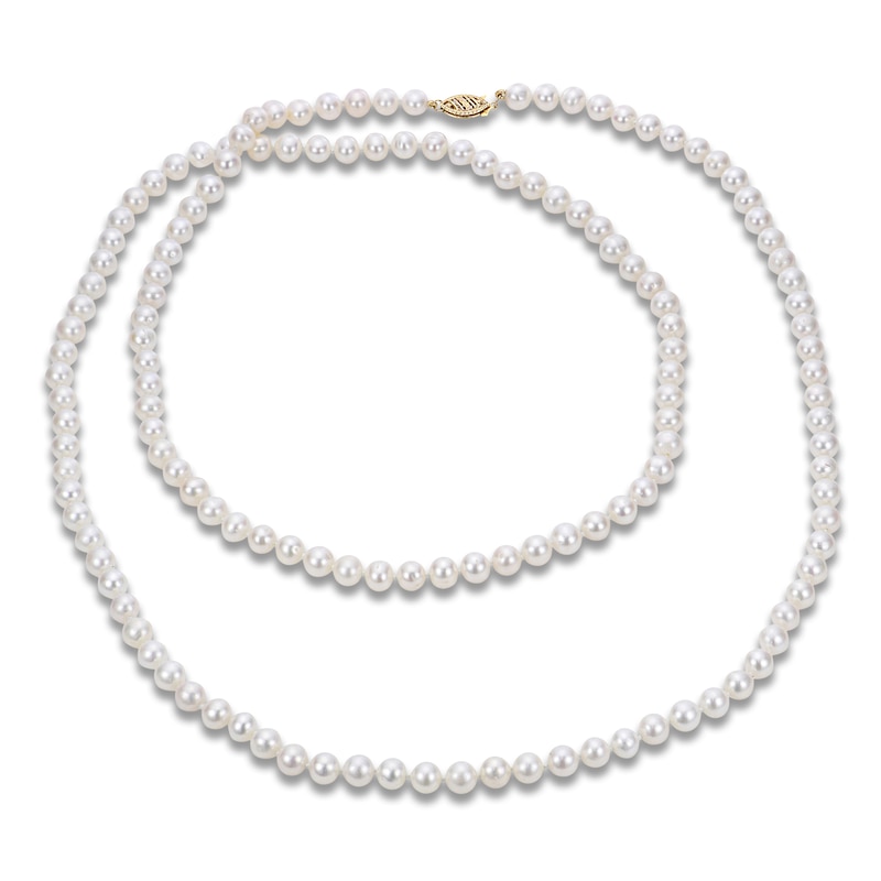 Main Image 1 of Akoya Cultured Pearl Necklace 14K Yellow Gold 7.5-8mm 36"