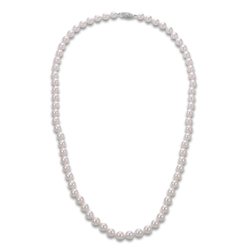 Main Image 1 of Akoya Cultured Pearl Necklace 14K White Gold 6.5-7mm 20"