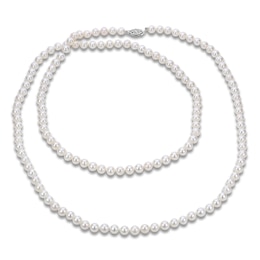 Akoya Cultured Pearl Necklace 14K White Gold 5.5-6mm 36"