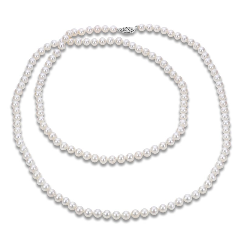 Main Image 1 of Akoya Cultured Pearl Necklace 14K White Gold 5.5-6mm 36"