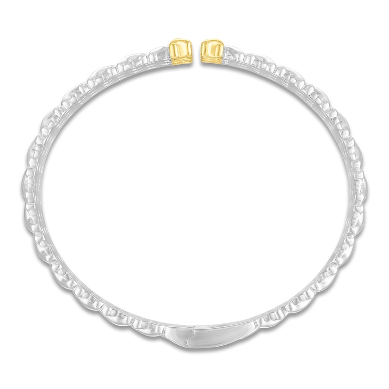 Main Image 3 of Unspoken Triple-Row Link Bracelet Solid Sterling Silver & 14K Solid Yellow Gold 7"