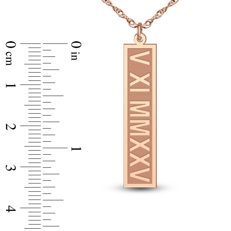 Main Image 4 of Roman Numeral Date Vertical Tag Necklace 14K Rose Gold 18"