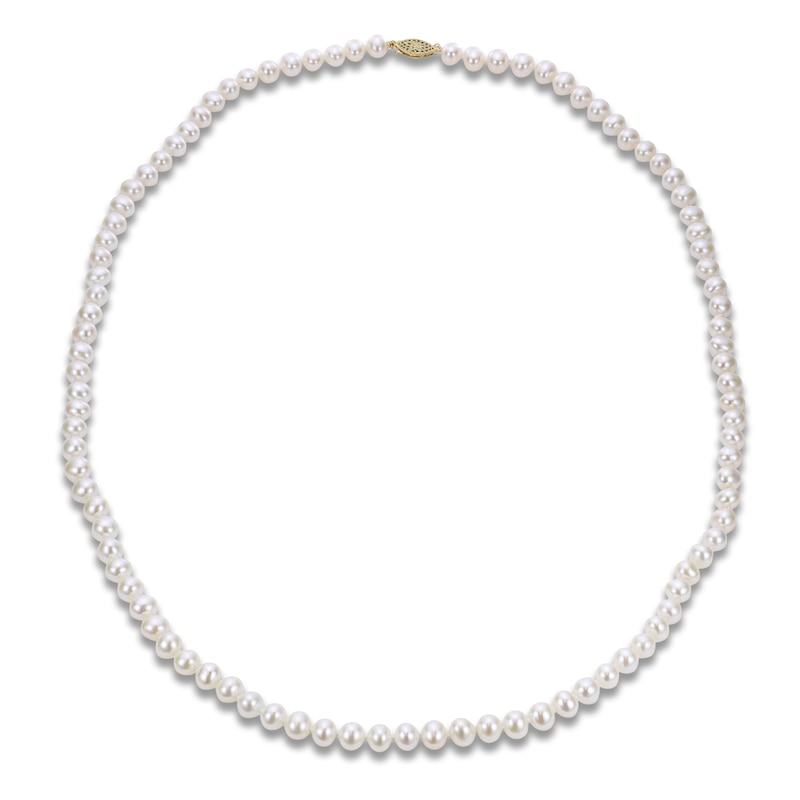 Main Image 1 of Akoya Cultured Pearl Necklace 14K Yellow Gold 7.5-8mm 24"