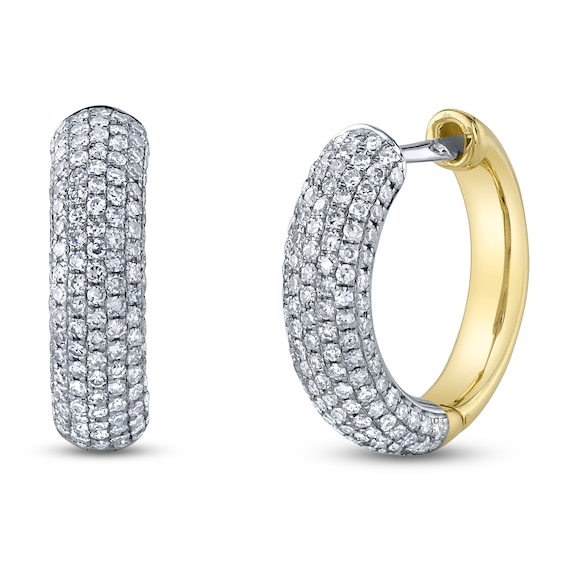 Shy Creation Diamond Hoop Earrings 1/2 ct tw 14K Two-Tone Gold SC55025461