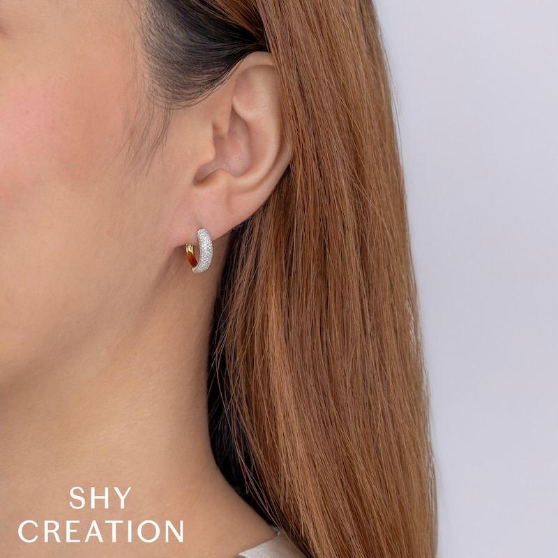 Main Image 2 of Shy Creation Diamond Hoop Earrings 1/2 ct tw 14K Two-Tone Gold SC55025461