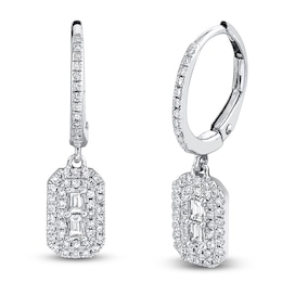 Shy Creation Baguette & Round-Cut Diamond Drop Earrings 1/3 ct tw 14K White Gold SC55019920