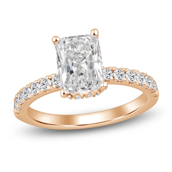 Radiant-Cut Lab-Grown Diamond Hidden Halo Engagement Ring 2-1/2 ct tw 14K Rose Gold