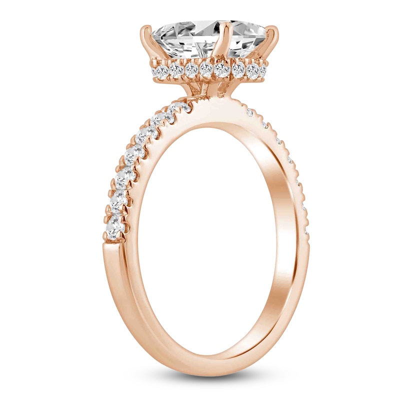 Main Image 2 of Radiant-Cut Lab-Grown Diamond Hidden Halo Engagement Ring 2-1/2 ct tw 14K Rose Gold