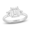 Thumbnail Image 1 of Emerald-Cut & Trapezoid-Cut Lab-Grown Diamond Three-Stone Engagement Ring 2-3/4 ct tw 14K White Gold