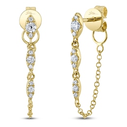 Shy Creation Diamond Chain Drop Earrings 1/5 ct tw 14K Yellow Gold SC55025735