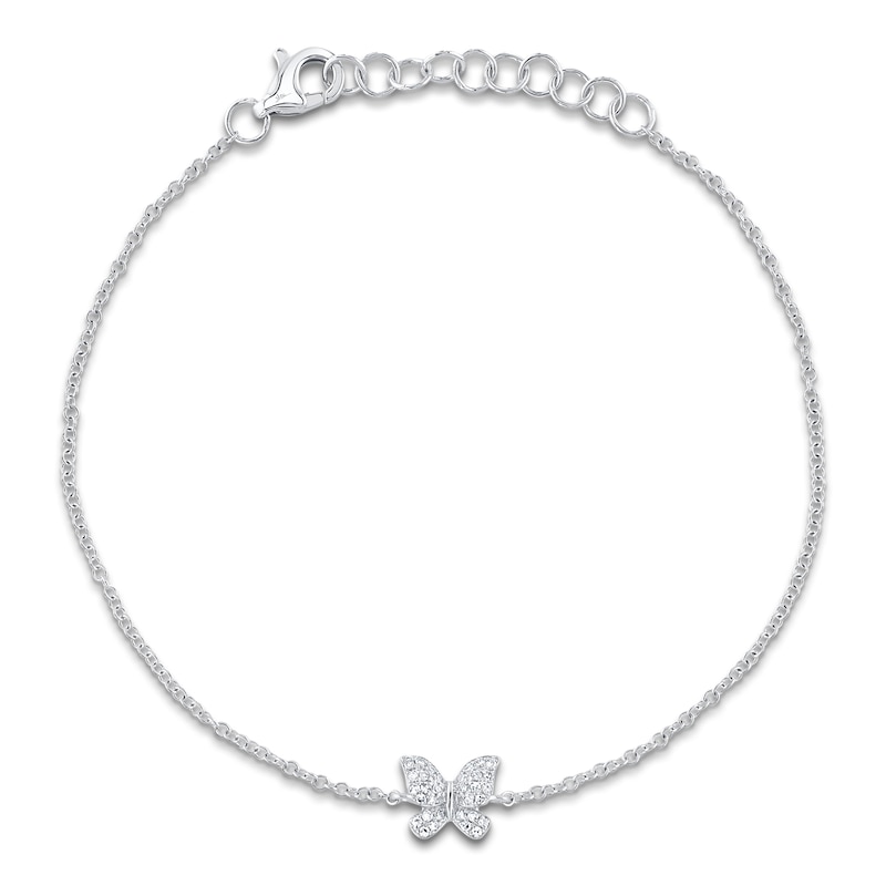 Main Image 1 of Shy Creation Diamond Butterfly Bracelet 1/15 ct tw 14K White Gold 7" SC55025362
