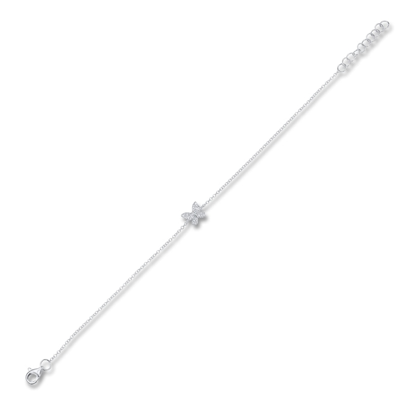 Main Image 2 of Shy Creation Diamond Butterfly Bracelet 1/15 ct tw 14K White Gold 7" SC55025362