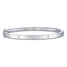 Shy Creation Diamond Station Bangle Bracelet 1/3 ct tw 14K White Gold SC55004066ZXS