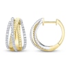Thumbnail Image 1 of Shy Creation Diamond Ribbed Crossover Hoop Earrings 1/2 ct tw 14K Two-Tone Gold SC22009809D0.60