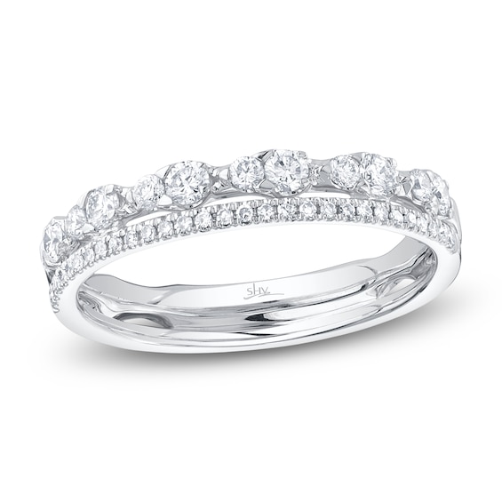 Shy Creation Diamond Two-Row Ring 3/8 ct tw 14K White Gold SC55025658