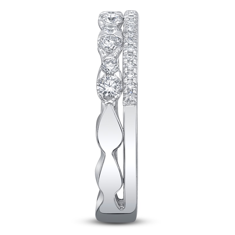 Main Image 4 of Shy Creation Diamond Two-Row Ring 3/8 ct tw 14K White Gold SC55025658