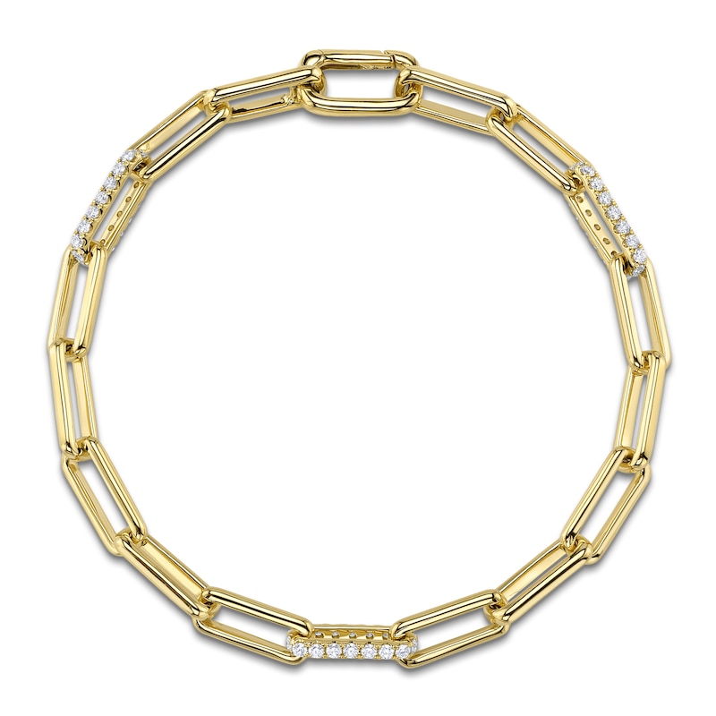 Main Image 1 of Shy Creation Diamond Paperclip Link Bracelet 3/4 ct tw 14K Yellow Gold 7" SC55021382V4