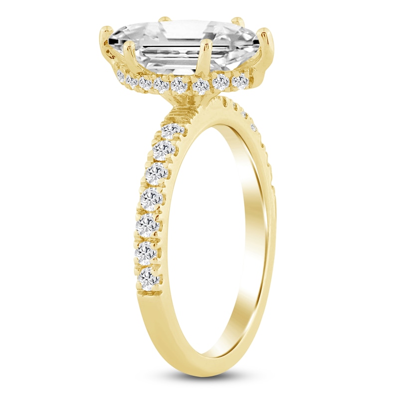 Main Image 2 of Marquise-Cut Lab-Grown Diamond Hidden Halo Engagement Ring 2-1/2 ct tw 14K Yellow Gold