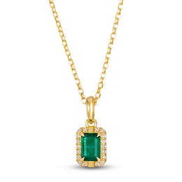 Le Vian Rectangle-Cut Emerald Necklace 1/20 ct tw Diamonds 14K Honey Gold