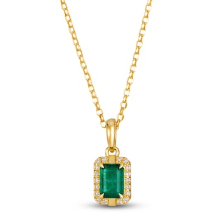 Le Vian Rectangle-Cut Emerald Necklace 1/20 ct tw Diamonds 14K Honey Gold