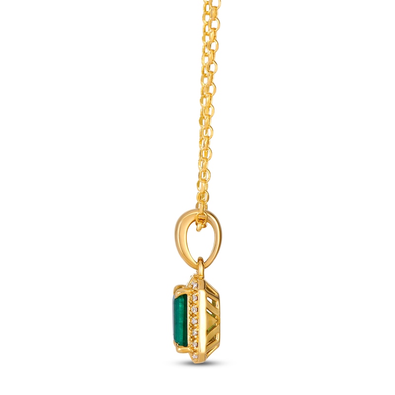 Main Image 2 of Le Vian Rectangle-Cut Emerald Necklace 1/20 ct tw Diamonds 14K Honey Gold