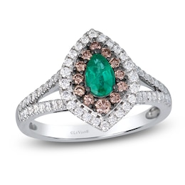 Le Vian Pear-Shaped Natural Emerald Halo Ring 1/2 ct tw Diamonds 14K Vanilla Gold