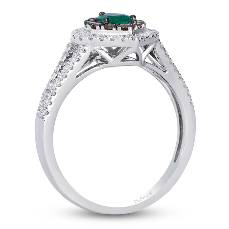 Main Image 2 of Le Vian Pear-Shaped Natural Emerald Halo Ring 1/2 ct tw Diamonds 14K Vanilla Gold