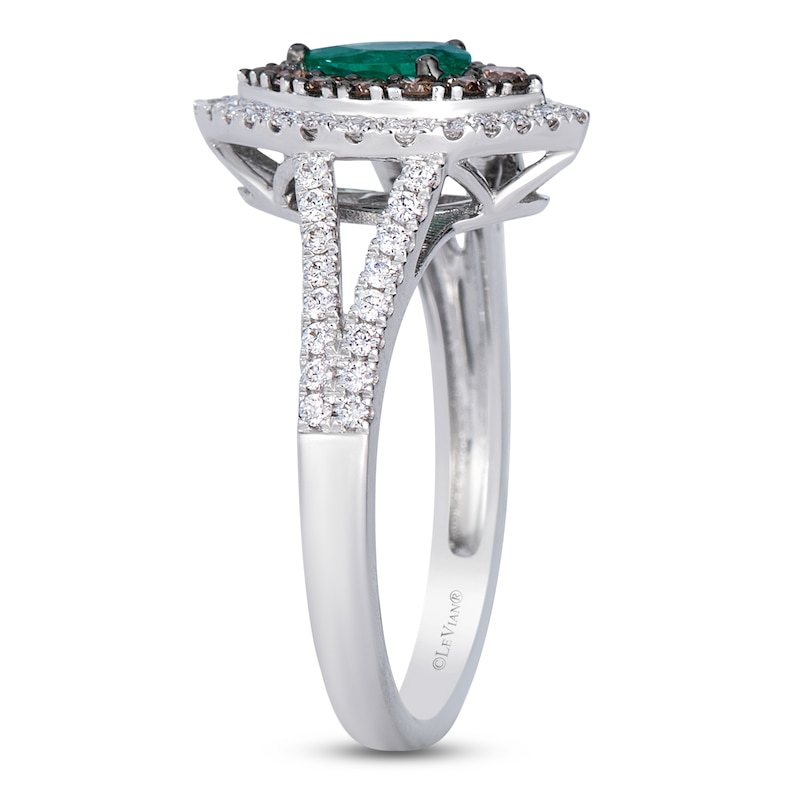 Main Image 3 of Le Vian Pear-Shaped Natural Emerald Halo Ring 1/2 ct tw Diamonds 14K Vanilla Gold