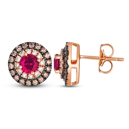 Le Vian Natural Ruby Stud Earrings 3/8 ct tw Diamonds 14K Strawberry Gold